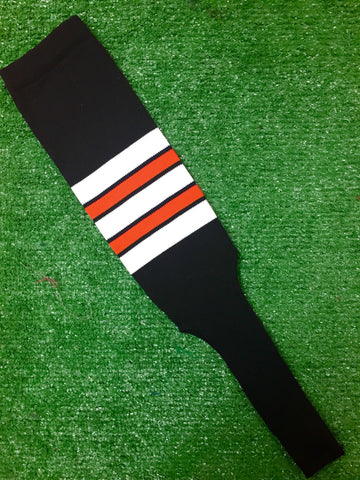 Baseball Stirrups 8" Black with White Orange and Black Stripes