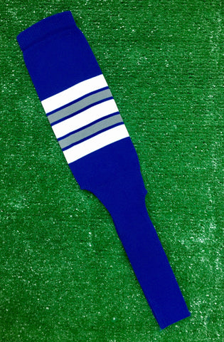 Baseball Stirrups 8" Royal Blue with Gray White and Royal Stripes