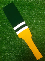 Baseball Stirrups 8" Dark Green with Two White Stripes Gold Bottom