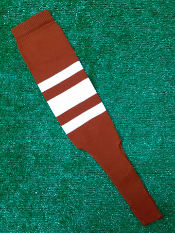 Baseball Stirrups 8" Texas Orange (Burnt Orange) with Thin Thick Thin White Stripes