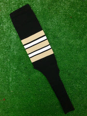 Baseball Stirrups 6" or 8" Black with Vegas Gold White and Black Stripes
