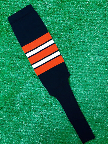 Baseball Stirrups 8" Black with Orange White and Black Stripes