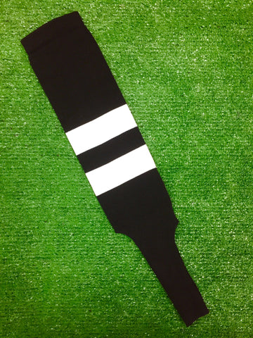 Baseball Stirrups 6" Black with Two White Thick Stripes