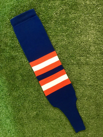 Baseball Stirrups 4" Royal Blue with Orange and White Stripes