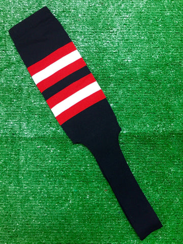 Baseball Stirrups 8" Black with Red and White Stripes