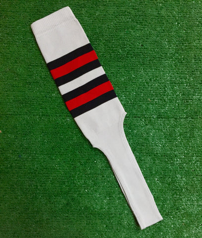 Baseball Stirrups 8" Gray with Black and Red Stripes
