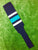 Baseball Stirrups 8" Navy with Thin White Thick Teal Thin White Stripes