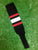 Baseball Stirrups 6" Black with Thin Red Thick White Thin Red Stripes