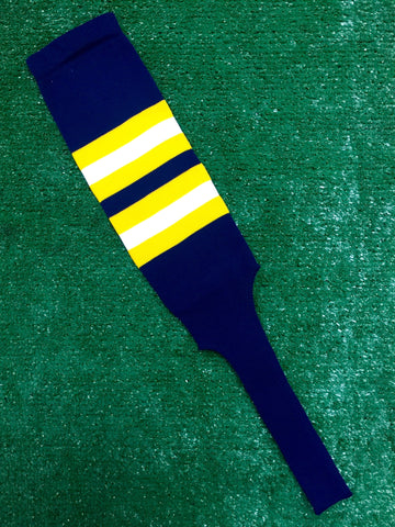 Baseball Stirrups 8" Navy Blue with Gold and White Stripes