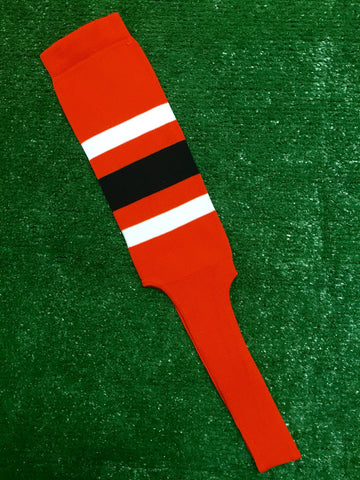 Baseball Stirrups 6" Orange with Thin White Thick Black Thin White Stripes