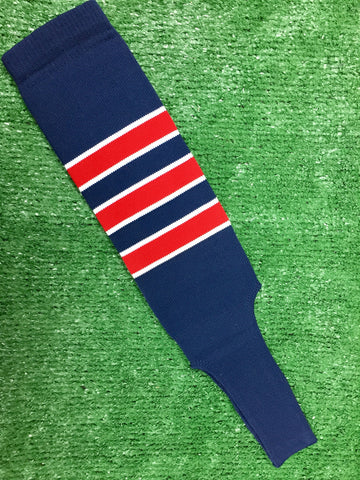 Baseball Stirrups 4" or 6" Navy with Red Stripes Trimmed with White