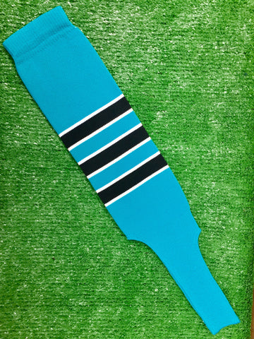 Baseball Stirrups 4" or 6" Teal with Black Stripes Trimmed with White