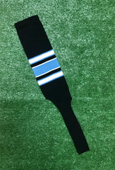 Baseball Stirrups 8" Black with White and Columbia Blue Stripes with Trim