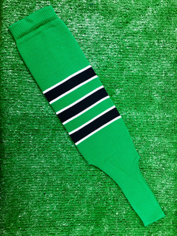 Baseball Stirrups 6" Kelly Green with Black Stripes Trimmed with White