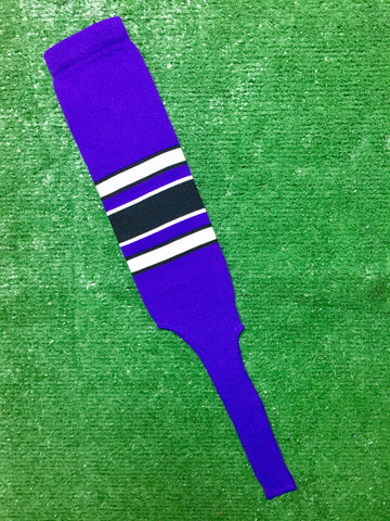 Baseball Stirrups 8" Purple with White and Black Stripes with Trim