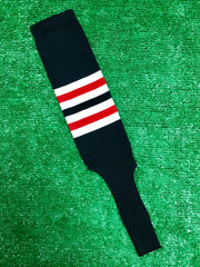 Baseball Stirrups 6" Black with White and Red Stripes
