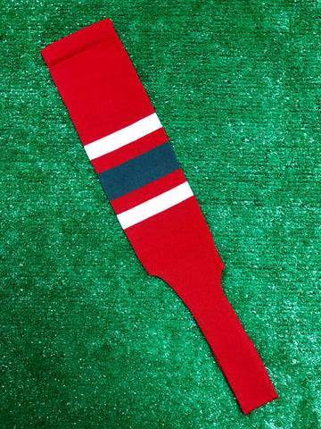 Baseball Stirrups 7" Red with Thin White Thick Charcoal Gray Thin White Stripes