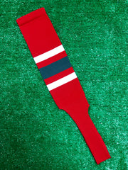 Baseball Stirrups 7" Red with Thin White Thick Charcoal Gray Thin White Stripes