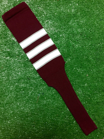 Baseball Stirrups 4", 6" or 8" Maroon with White Stripes Trimmed with Gray