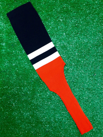 Baseball Stirrups 8" Black with Two White Stripes Orange Bottom