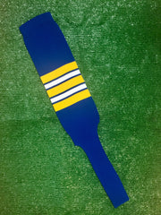 Baseball Stirrups 8" Royal Blue with Gold White and Royal Stripes