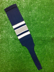 Baseball Stirrups 8" Navy Blue with White and Gray Stripes with Trim