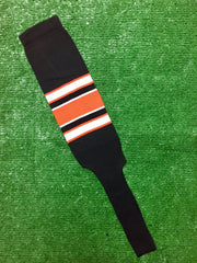 Baseball Stirrups 8" Black with White and Orange Stripes with Trim