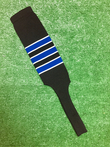 Baseball Stirrups 6" 8" Black with Royal Blue Stripes Trimmed with White