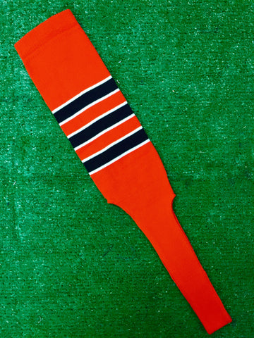 Baseball Stirrups 6" or  8" Orange with Three Black Stripes Trimmed with White