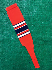 Baseball Stirrups 8" Orange with White and Black Stripes with Trim