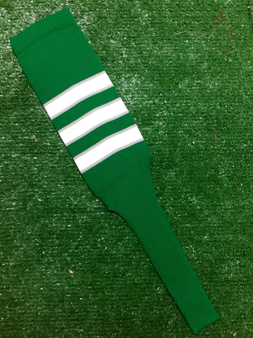 Baseball Stirrups 8" Kelly Green with White Stripes Trimmed with Gray
