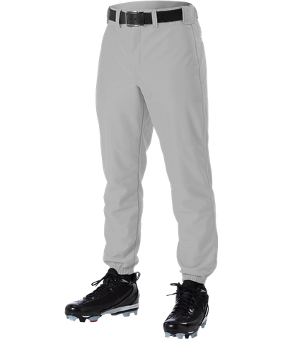 Alleson 605P 605PY Gray Baseball Pants with Elastic Bottom