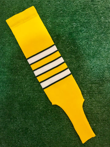 Baseball Stirrups 5" Gold with White Stripes Trimmed with Dark Green (Youth)