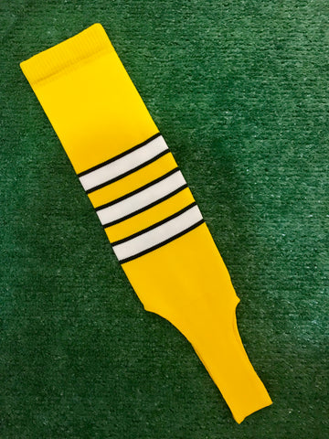 Baseball Stirrups 5" Gold with White Stripes Trimmed with Black (Youth)