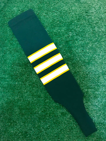 Baseball Stirrups 5" Dark Green with White Stripes Trimmed with Gold. (Youth)
