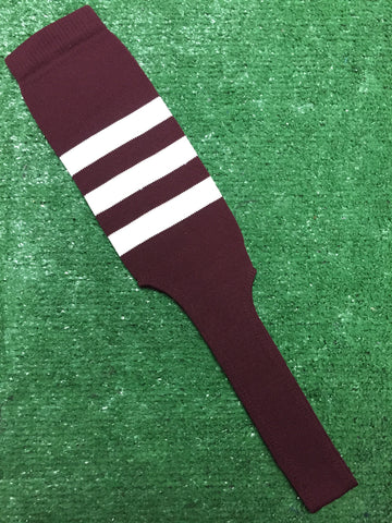Baseball Stirrups 8" Maroon with Three White Stripes