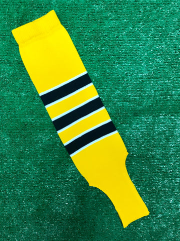 Baseball Stirrups 4" Gold (Yellow) with Black Stripes Trimmed with White (Youth)