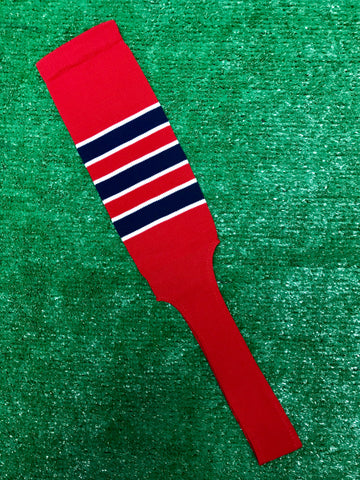 Baseball Stirrups 8" Red (Scarlet) with Navy Blue Stripes Trimmed with White