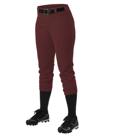 Alleson Fastpitch Maroon Pants with Belt Loops