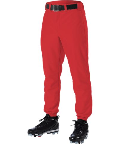 Alleson 605P 605PY Scarlet Baseball Pants with Elastic Bottom