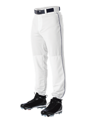 Alleson 605PLP 605PLPY White With Navy Braid Baseball Pants with Elastic Bottom