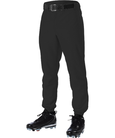 Alleson 605P 605PY Black Baseball Pants with Elastic Bottom