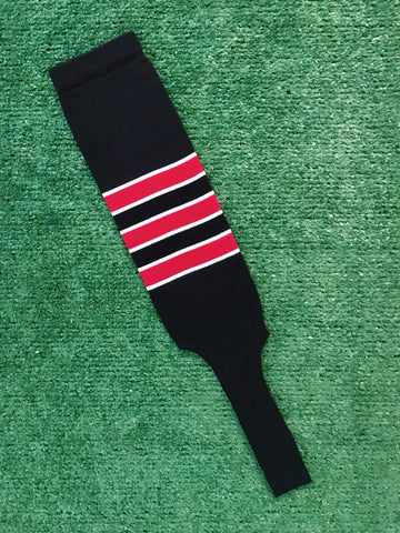 Baseball Stirrups 7" Black with Red Stripes Trimmed with White