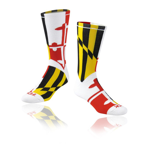 TCK Maryland Flag White Gold Black Crew Sock