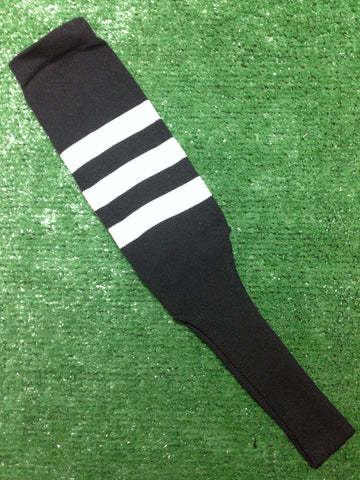 Baseball Stirrups 8" Black with Three White Stripes