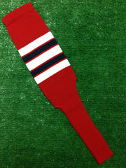 Baseball Stirrups 8" Red with Navy Blue White and Red Stripes