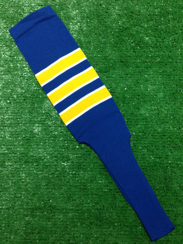 Baseball Stirrups 6" or  8" Royal Blue with Gold Stripes Trimmed with White