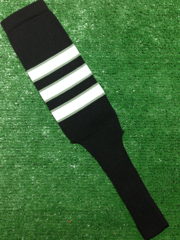 Baseball Stirrups 8" Black with White Stripes Trimmed with Gray