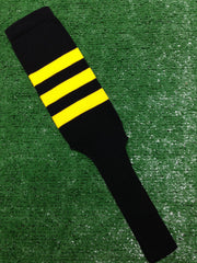 Baseball Stirrups 8" Black with Three Gold Stripes