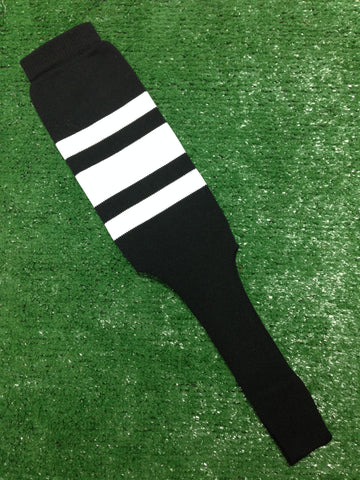 Baseball Stirrups 6" or  8" Black with Thin Thick Thin White Stripes